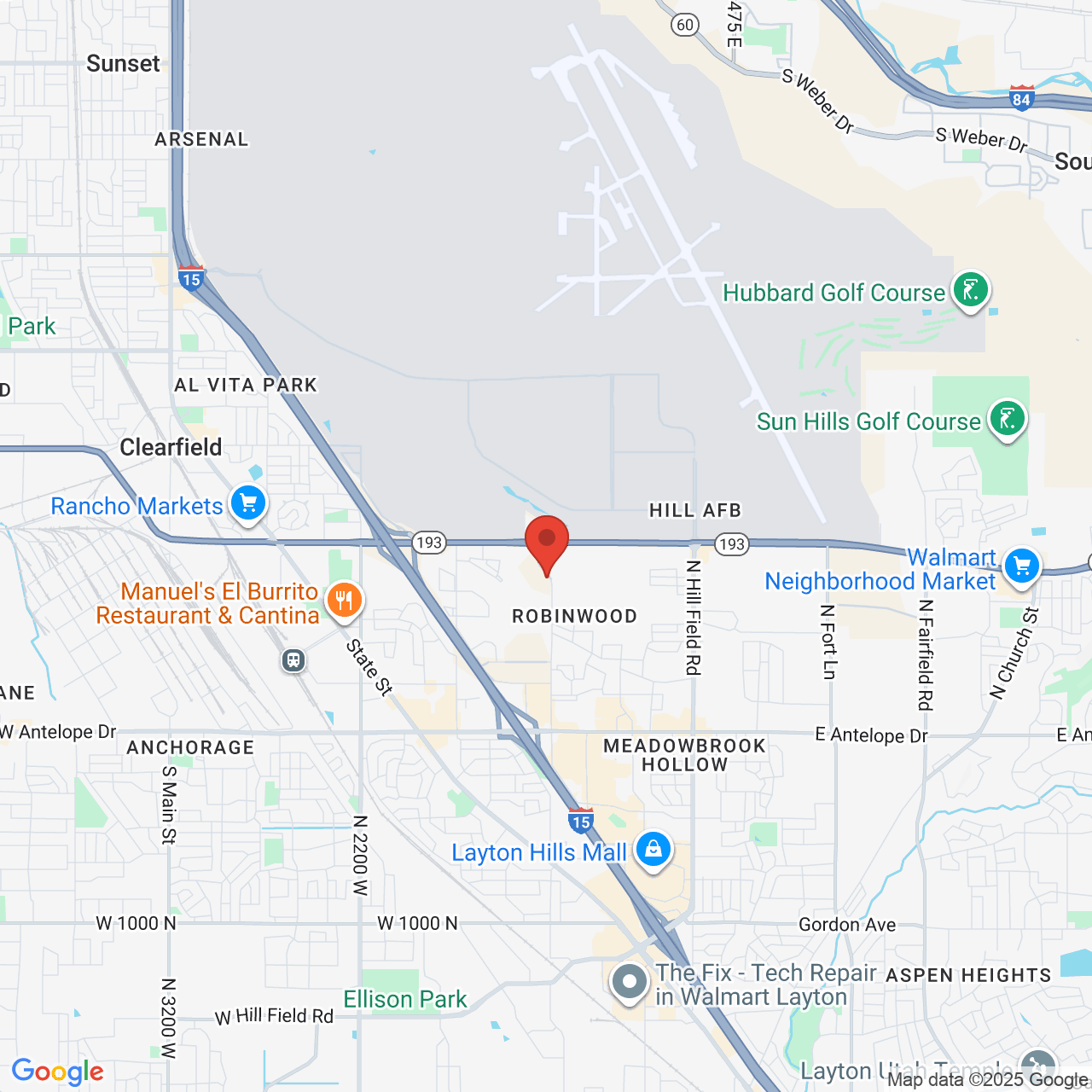 Google map image of our location in 938 S University Park Blvd Clearfield, UT